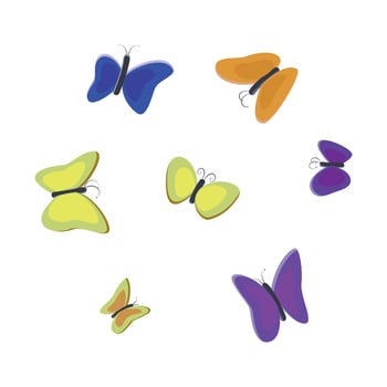 Vector collection of cartoon butterflies. Clip art for design, stickers, element for web site, shops, prints, nursery decor.