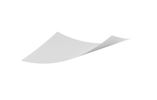 Bent empty paper sheet. empty paper Mockup A4 format paper with shadows  3d Illustration png