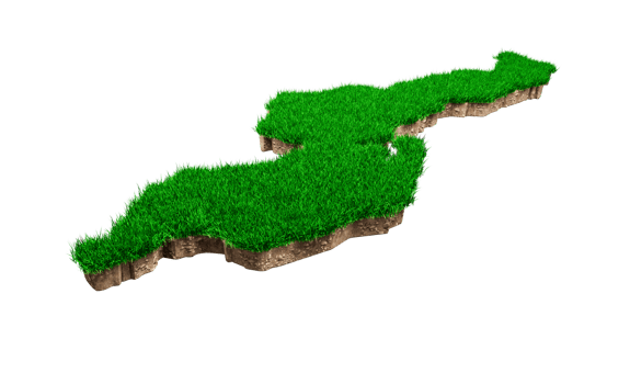 Malawi Map soil land geology cross section with green grass and Rock ground texture 3d illustration png