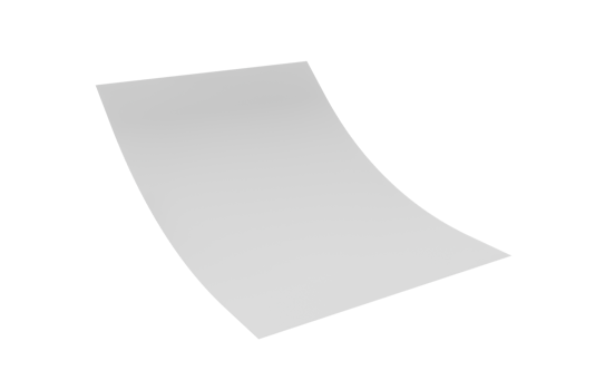 Bent empty paper sheet. empty paper Mockup A4 format paper with shadows 3d Illustration png