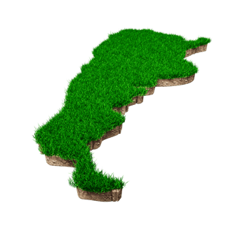 Argentina map soil land geology cross section with green grass 3d illustration png