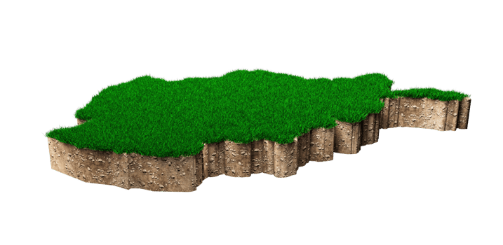 Afghanistan Map soil land geology cross section with green grass and Rock ground texture 3d illustration png