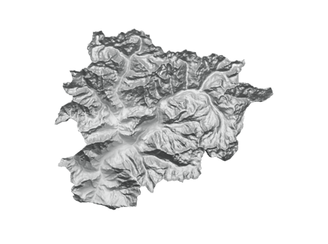 Andorra Map Burma Shaded relief Height map 3d illustration png