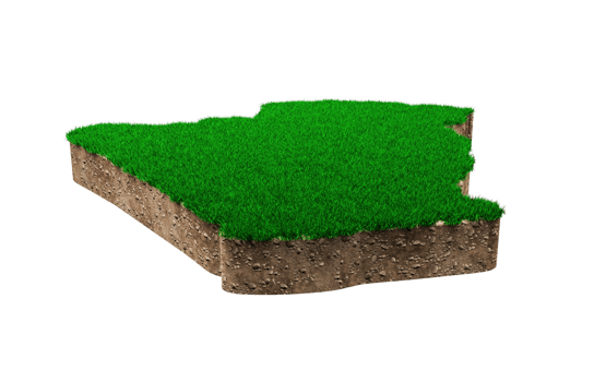 Algeria Map soil land geology cross section with green grass and Rock ground texture 3d illustration png