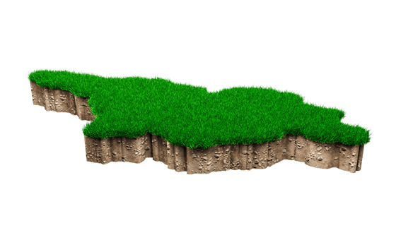 Georgia map soil land geology cross section with green grass 3d illustration png