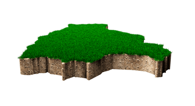 Bolivia Map soil land geology cross section with green grass and Rock ground texture 3d illustration png