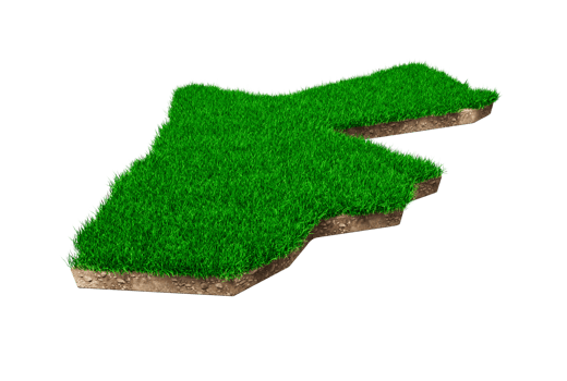 Jordan map soil land geology cross section with green grass 3d illustration png