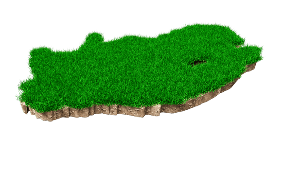South Africa map soil land geology cross section with green grass and Rock ground texture 3d illustration png