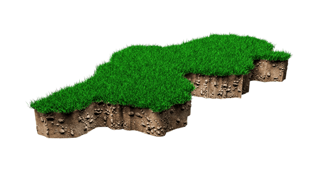 Tunisia map soil land geology cross section with green grass and Rock ground texture 3d illustration png