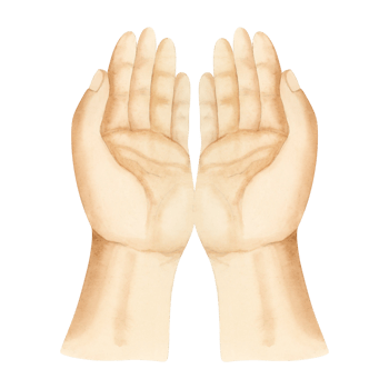 Two open palms hands gesture watercolor illustration. Poverty, outstretched or raised in asking prayer hands. png