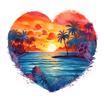 Retro Beach Sunset Watercolor clipart png