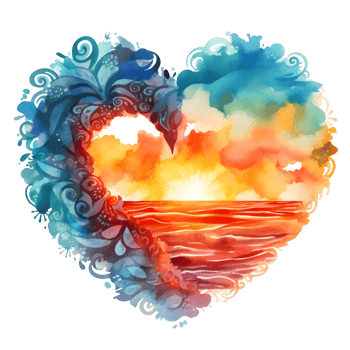 Retro Beach Sunset Watercolor clipart png
