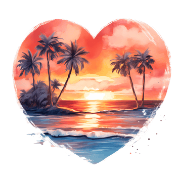 Retro Beach Sunset Watercolor clipart png