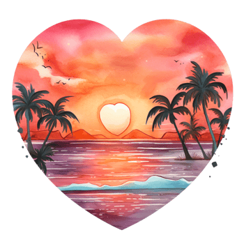 Retro Beach Sunset Watercolor clipart png