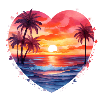 Retro Beach Sunset Watercolor clipart png