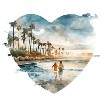 Retro Beach Sunset Watercolor clipart png