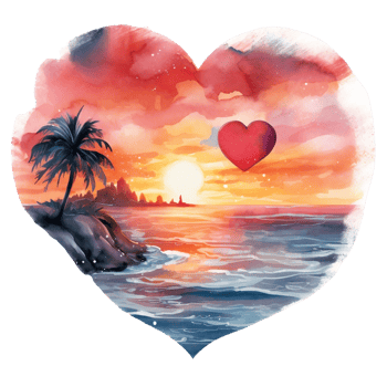 Retro Beach Sunset Watercolor clipart png