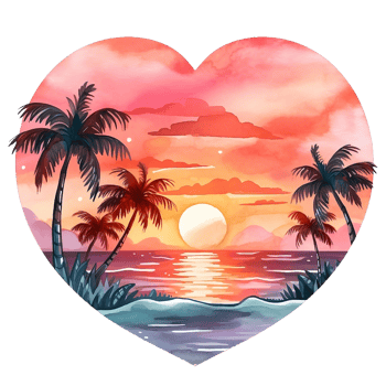 Retro Beach Sunset Watercolor clipart png