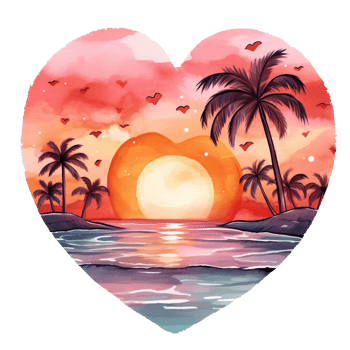 Retro Beach Sunset Watercolor clipart png