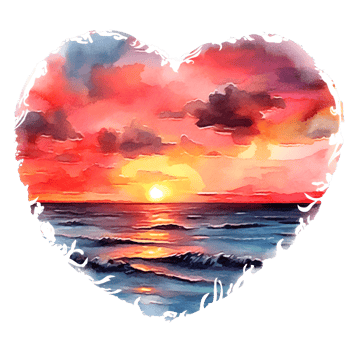 Retro Beach Sunset Watercolor clipart png