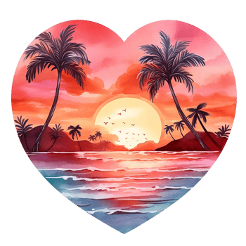 Retro Beach Sunset Watercolor clipart png