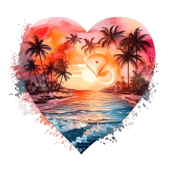 Retro Beach Sunset Watercolor clipart png