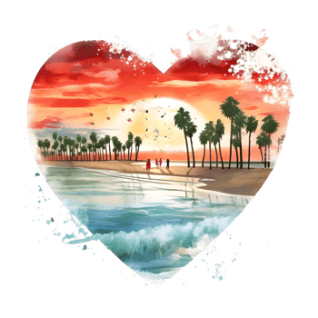 Retro Beach Sunset Watercolor clipart png