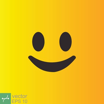 Smile icon template design. Smiling emoticon vector logo on yellow background. Face line art style. Funny doodle drawing, fun symbol, humor, joy concept. EPS 10.