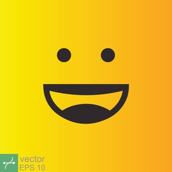 Smile icon template design. Smiling emoticon vector logo on yellow background. Face line art style. Funny doodle drawing, fun symbol, humor, joy concept. EPS 10.