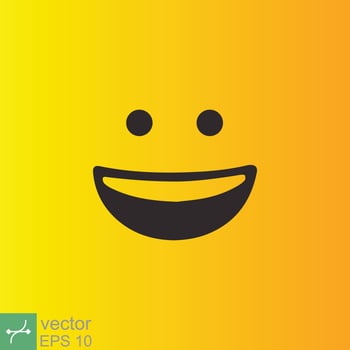 Smile icon template design. Smiling emoticon vector logo on yellow background. Face line art style. Funny doodle drawing, fun symbol, humor, joy concept. EPS 10.