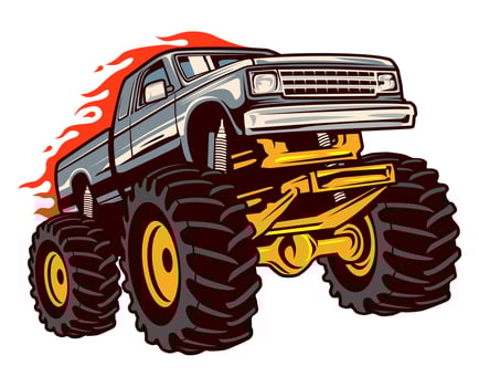 monster truck vector logo design inspiration, Design element for logo, poster, card, banner, emblem, t shirt. Vector illustration