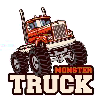 monster truck vector logo design inspiration, Design element for logo, poster, card, banner, emblem, t shirt. Vector illustration
