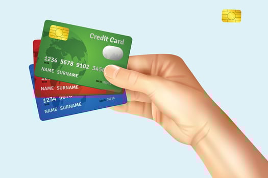 Free vector a hand holding credit cards