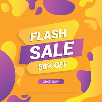 Flash Sale creative banner design flyer for online shopping discount up to 50 off. Clearance and season sale offer. Modern banner for business, poster and flyer template. Vector Background EPS 10.