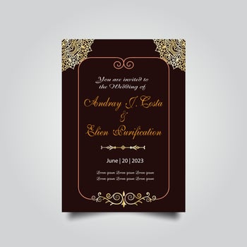 Luxury wedding invitation card design set. Luxury vintage golden vector invitation card template
