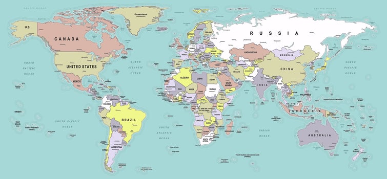 Political world map Patterson projection vector