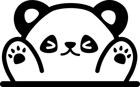 greeting panda bear flat style cartoon doodle element png