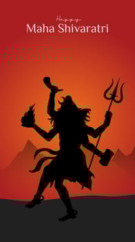 Maha Shivratri Illustration Of Lord Shiva Silhouette Design Social Media Post vector