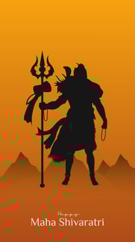 Maha Shivratri Illustration Of Lord Shiva Silhouette Design Social Media Post vector