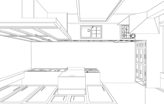 3D illustration of kitchen room vector