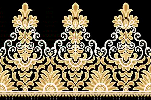 Floral seamless background. pattern geometric ethnic lace pattern design floral embroidery for  textile fabric printing wallpaper carpet. Embroidery neck vector