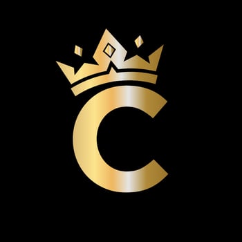 Crown Logo on Letter C Vector Template for Beauty, Fashion, Elegant, Luxury Sign