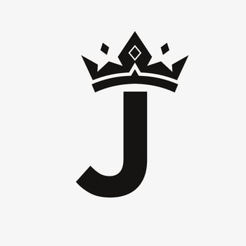 Crown Logo on Letter J Vector Template for Beauty, Fashion, Elegant, Luxury Sign