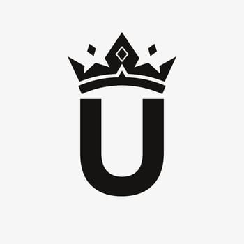 Crown Logo on Letter U Vector Template for Beauty, Fashion, Elegant, Luxury Sign