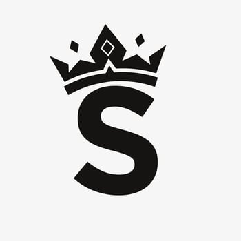Crown Logo on Letter S Vector Template for Beauty, Fashion, Elegant, Luxury Sign