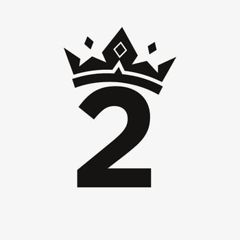 Crown Logo on Letter 2 Vector Template for Beauty, Fashion, Elegant, Luxury Sign