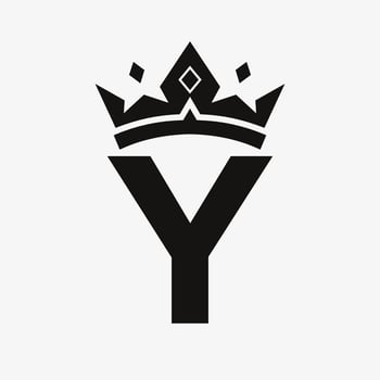Crown Logo on Letter Y Vector Template for Beauty, Fashion, Elegant, Luxury Sign