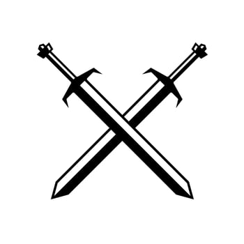 illustration of crossed swords vector icon isolated on white background