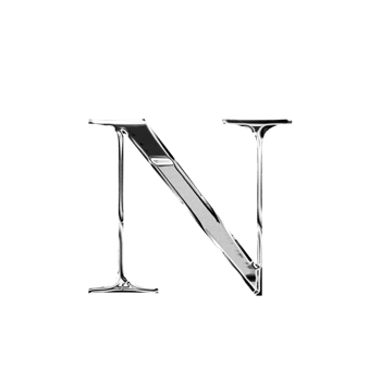 N silver metallic luxury chrome alphabet font png