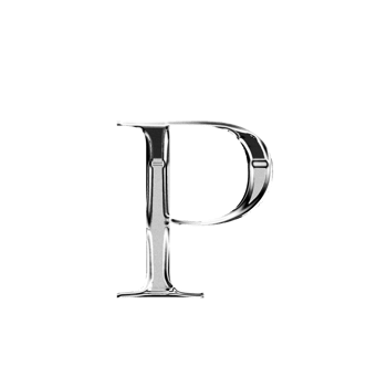 P silver metallic luxury chrome alphabet font png